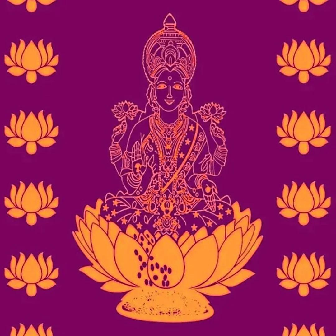 VPH Gift Store Lakshmi Devi Backdrop in Maroon for Celebrations