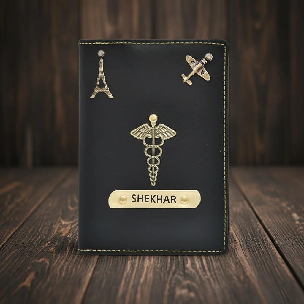 Personalized Leather Passport Cover – Custom Text Engraving