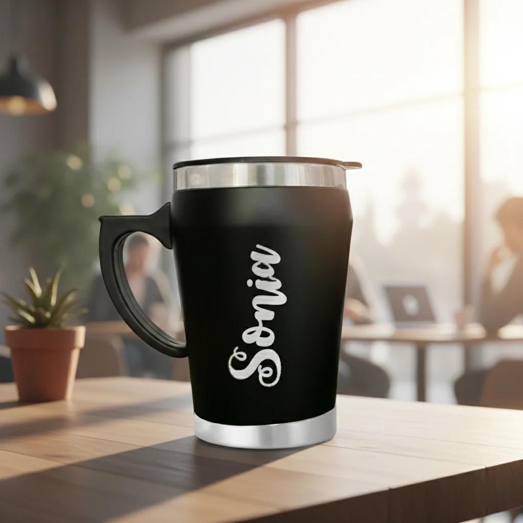 Personalized Travel Mug – Custom Name Engraved with Leak-Resistant Lid