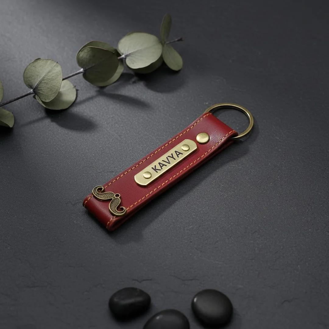Zpics Leather Keychain - wine