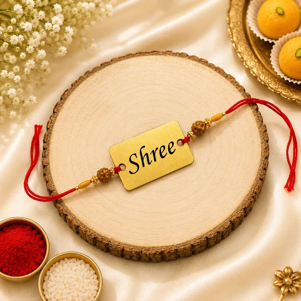 Personalized Name Gold Acrylic Rakhi for Brother